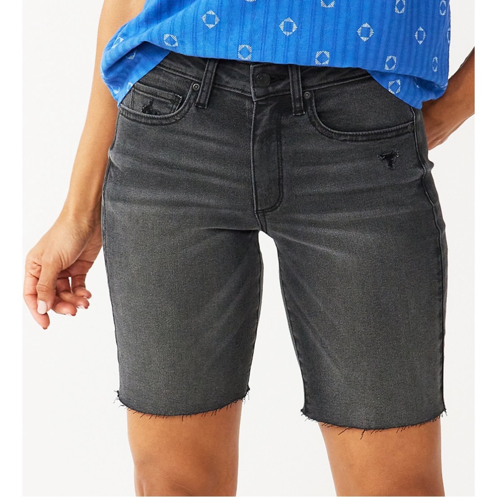 NWT Sonoma High-Waist 9" Bermuda Jean Shorts Black Size 8